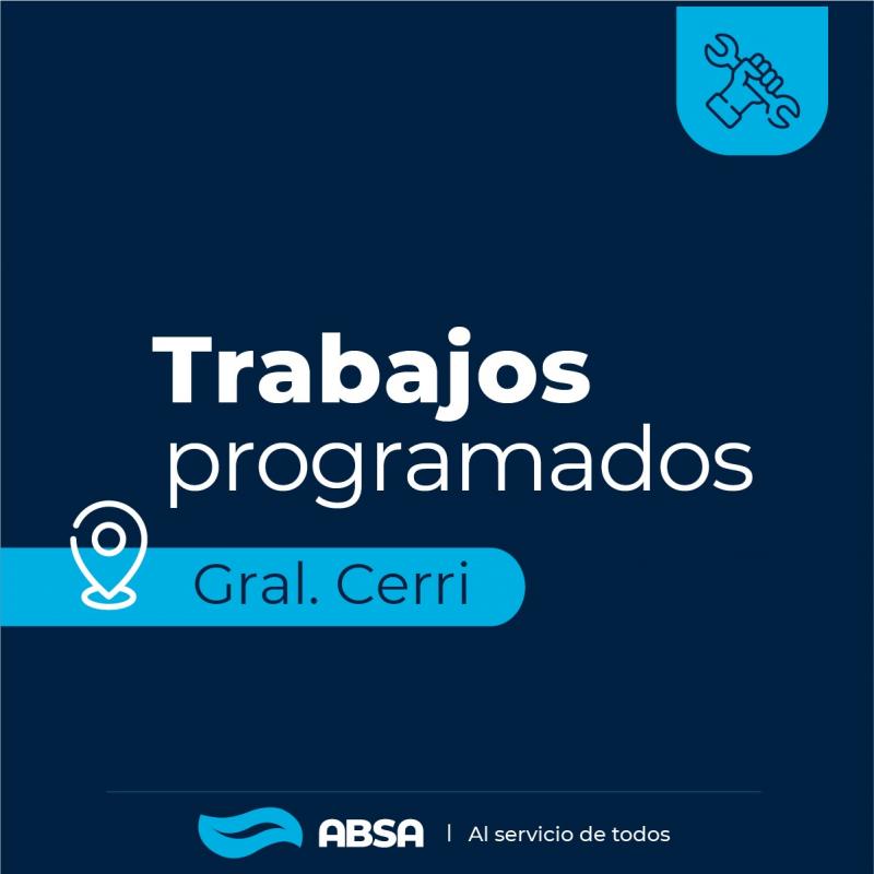 Cerri: trabajos programados en la red de agua