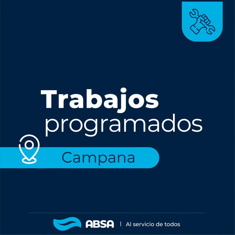 Campana: trabajos programados sobre la red de agua