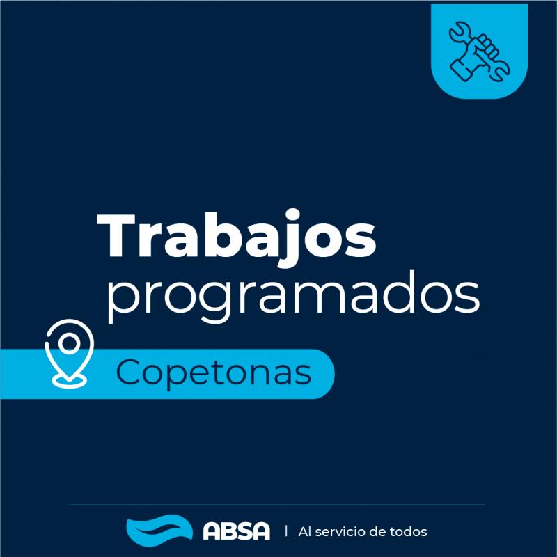 Copetonas: trabajos programados sobre la red de agua